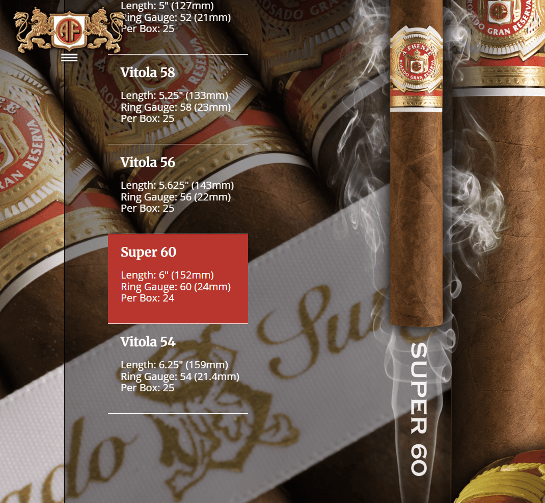 Arturo Fuente Rosado Sungrown Magnum R Super Sixty cigar and collection details