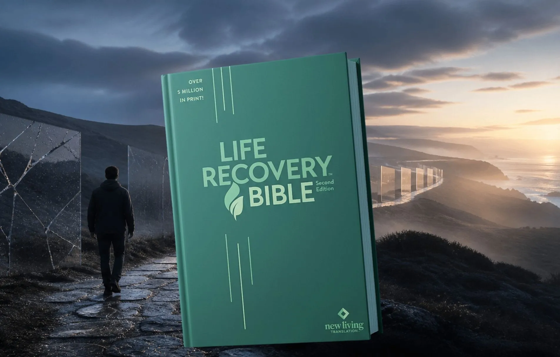Man walking along a road with a Bible